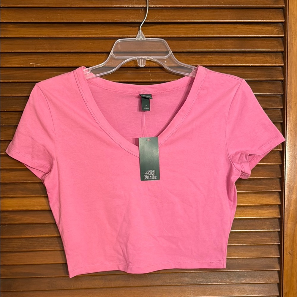 NEW Wild Fable Pink Fitted Crop T-Shirt
